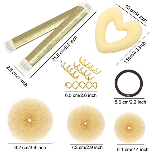Hair Bun Makers, Angela&Alex 17 Pcs Magic Hair Bun Maker Sets Hair Donuts Hair Elastic Bands Hair Clips DIY Hair Styling Tools for Girls Women