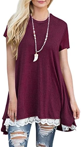 BELAMOR Cute Long Tunic Tops for Women to Wear with Leggings Wine Red,XL