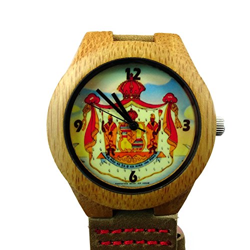 Handmade Kahala Wooden Watch Made With Natural Bamboo Wood with Hawaiian Coat Of Arm Seal Artwork - HGW-211 Handmade Kahala Wooden Watch Made With Natural Bamboo Wood with Hawaiian Coat Of Arm Seal Artwork - HGW-211