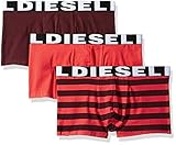 Diesel Men's Shawn Three Pack Fresh&Bright Striped Trunk, Red/Burgundy Stripe,Red,Burgundy, Large