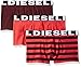 Diesel Men's Shawn Three Pack Fresh&Bright Trunk, Red/Burgundy Stripe,Red,Burgundy, Medium
