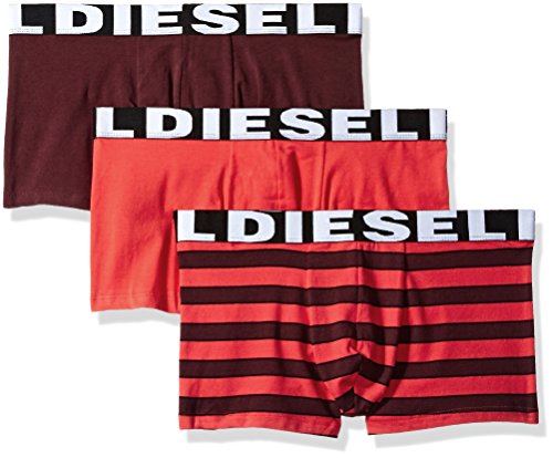 Diesel Men's Shawn Three Pack Fresh&Bright Striped Trunk, Red/Burgundy Stripe,Red,Burgundy, Large