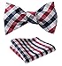 HISDERN SetSense Men's Plaid Jacquard Woven Self Bow Tie Set One Size Red / Blue