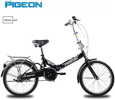 20" Folding Bike City Compact Single Speed Foldable Bike by Flying Pigeon (Black)