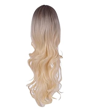 Koojawind - Farben Gradient Natürliches Falsches Haar, Langes Lockiges Haar Synthetische Haarteile Mode Kostüm Perücken, jüng