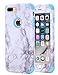 iPhone 7 Plus Case, iPhone 8 Plus Case, KAMII White Marble Stone Pattern Shockproof 2in1 Dual Layer TPU Bumper Hard PC Hybrid Defender Armor Case Cover for Apple iPhone 7 Plus /8 Plus (Blue)
