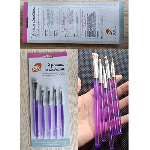 AK ART KITCHENWARE Sugar Cookie Brushes Set Gum Paste Flower Tools Fondant Cake Decorating Supplies Bakeware Kitchen Utensil Bakery Tools (Set of 5pcs) - Thumbnail 2