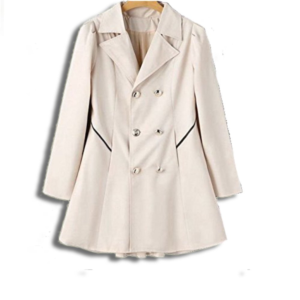 me&u fashion buttoned tabs double-breasteded coat in off-white (cotton,polyester)