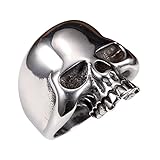 INRENG 316L Stainless Steel Men's Cool Skull Head Ring Punk New Jewelry