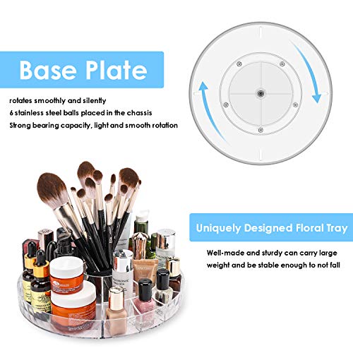 alvorog Makeup Organizer 360 Degree Rotating Cosmetic Storage Case DIY Makeup Carousel Spinning Holder with Adjustable Shelves Large Capacity for Jewelry, Makeup Brushes and Lipsticks (Small)