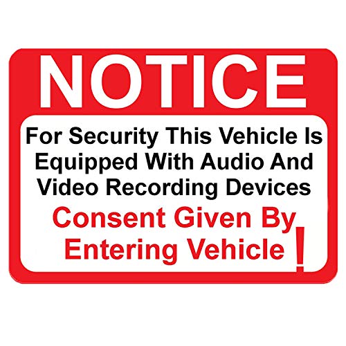 10 Pack Notice Vehicle is Equipped with Audio and Video Recording Devices Consent by Entering Sticker - Self Adhesive 2Â½ X 3Â½" 4 Mil Vinyl Decal - Indoor & Outdoor Use - UV Protected & Waterproof