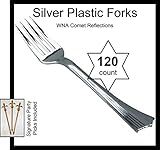 120 Forks REFLECTIONS Plastic Silverware, Looks Like Silver Cutlery