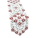 Simhomsen Large Christmas Poinsettia Table Runner for Holiday Decorations, Embroidered Holly Leaves, Thick Fabric (15 × 107 inch)