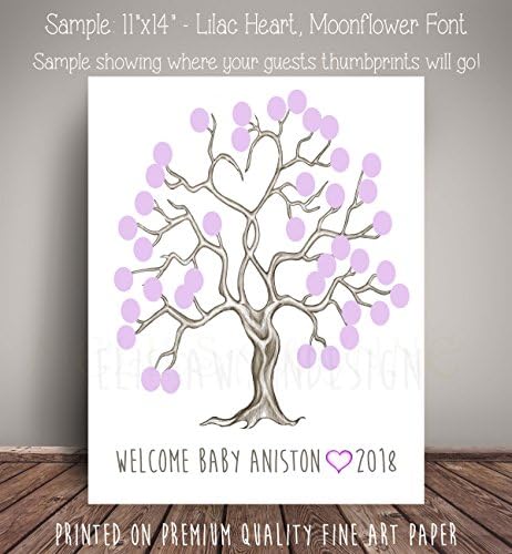 Any Occasion Guest Book Alternative - Heart Thumbprint Tree - Guest Book Poster - Baby Shower Guest Book Alternative