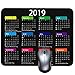 2019 Calendar HD Font Mouse pad, Non-Slip Personalized Rectangular Black Background, Size: