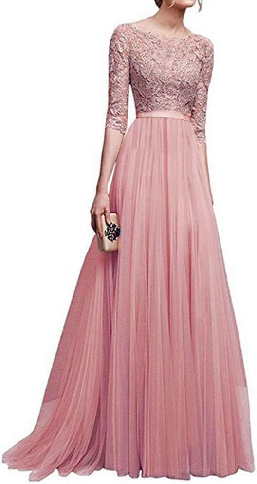 Sinfu Women Chiffon Bridesmaid Long Maxi Evening Prom Gown Lace Long Dress