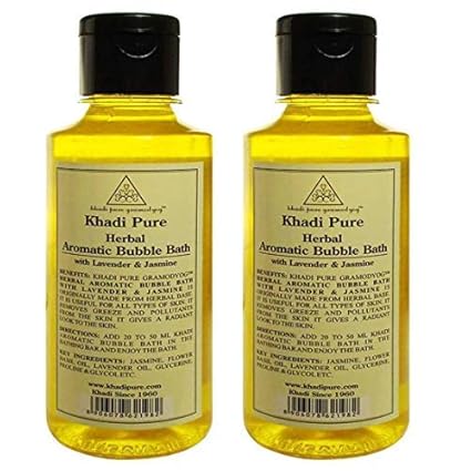 Khadi Pure Herbal Aromatic Bubble Bath with Lavender & Jasmine, 210 ml (Pack of 2)