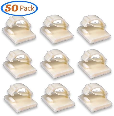 Cable Clips Organizer - Cord Management Clamps, Desktop Cord Holder Hider, Conshine Self Adhesive Charging Cable Management System for Car, Office and Home (50-Pack)