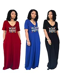 Ekaliy - Vestido largo de verano para mujer con bolsillos