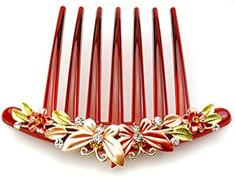 Hair Comb clip slide Hand painted Butterfly Austrian Crystal Gift Flower Girl bridesmaid