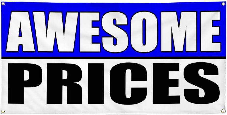 Amazon Com Vinyl Banner Sign Awesome Prices White And Blue