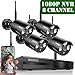 【2019 Update】 OOSSXX HD 1080P 8-Channel Wireless Security Camera System,4 pcs 720P 1.0 Megapixel Wireless Weatherproof Bullet IP Cameras,Plug Play,70FT Night Vision,P2P,App, No Hard Drive