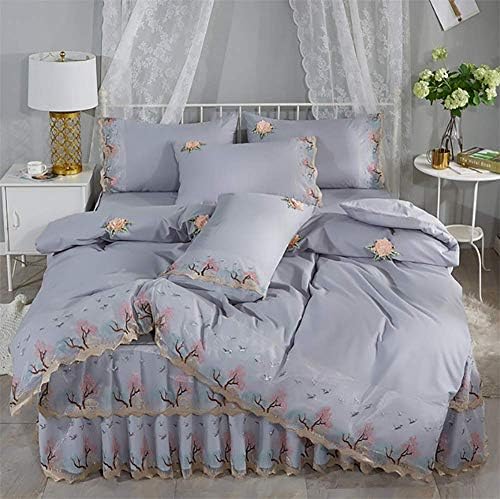 羽毛掛け布団カバー コットンベッドスカート4ピースレーススカートスタイルベッドシートベッドカバープリンセススタイルダブル1 8 Mコットン寝具 羽毛掛け布団カバー コットンベッドスカート4ピースレーススカートスタイルベッドシートベッドカバープリンセススタイルダブル1 8 Mコットン寝具