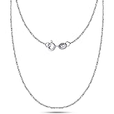 Cobra Chain Necklace for Women and Men Italian Crafted 0.70mm Twist Chain 18 Inch 14K White Gold Over 925 Sterling Silver with Spring Ring Clasp