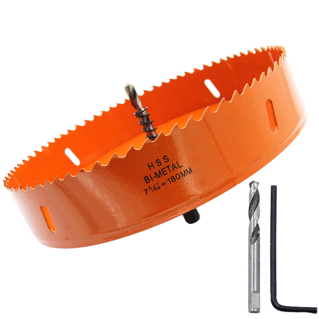Hole Saw 180mm LAIWEI Hole Cutter, with 1 Drill and 1 Hex Key for Drilling Wood, PVC, etc., Drilling Tools 7-3/32 inch — image 1
