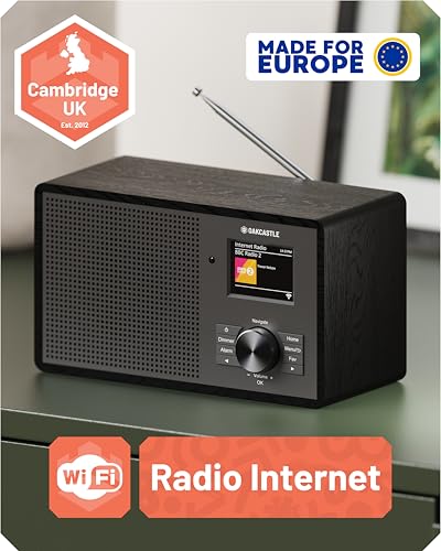 OAKCASTLE IR200 Mini WiFi Internet Radio, Dab+ & FM Radio, Bluetooth 5.3 | DAB Plus Radio, 90+ Presets | Headphones & AUX Connectivity | Podcasts | Remote Control, Equalizer, Light Weight