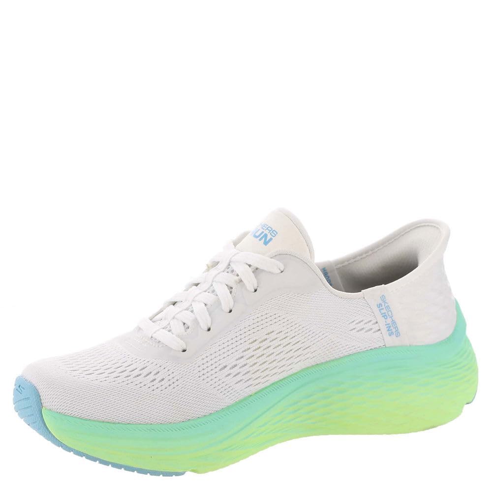 Skechers Women's Max Cushioning Elite 2.0 Solace Hands-Free Slip-Ins Sneaker, White/Blue/Lime, 8 Image