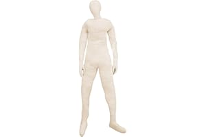 Stuffed Dummy Prop 70.9 Inch DIY Posable Mannequin Full Body with Hands Halloween Decor for Haunted Houses Party, Beige