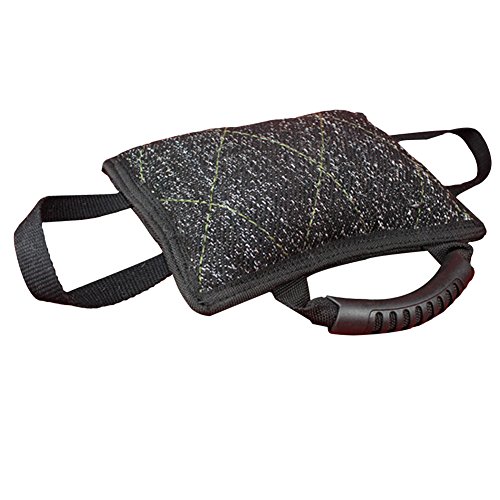 Creation Core Durable Dog Training Bite Tug Toy with 3 Handles Jute Bite Pillow, 10.6 7.5