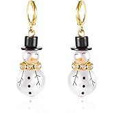 QLYOVWE Christmas Snowman Earrings for Women Dainty Glitter Crystal Snowflake Stud Earrings Santa Hat Snowman Drop Dangle Earring Festive Holiday Christmas Jewelry