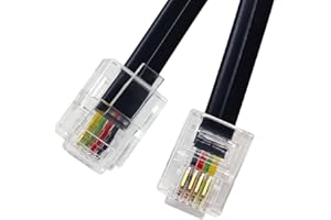 XANHAM Phone Cable 10 Feet Telephone Line Cord with RJ11 6P4C Connectors for Landline Phone, Fax Machine and Modem, for Both in-Wall and Out-Wall Using, Black, AV04605