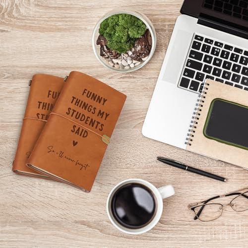 Craftique Teacher Gifts, Funny Things My Students Said Leather Notebook, Best Thank You Teacher Gifts for Women Men, Teachers Appreciation Birthday Presents, Engraved Refillable Journal