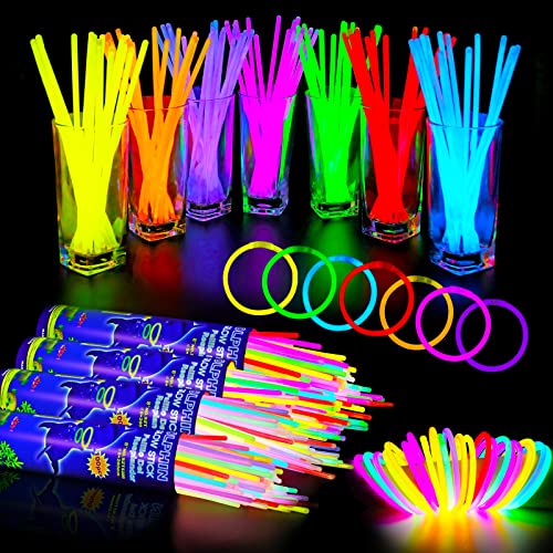 400 Glow Sticks Bulk Glow in The Dark Party Supplies 8" Glowsticks with
