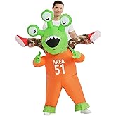 COMIN Halloween Inflatable Alien Costume Adults Cosplay Costumes Funny Ride on Blow Up Costumes Alien Suit for Men Women