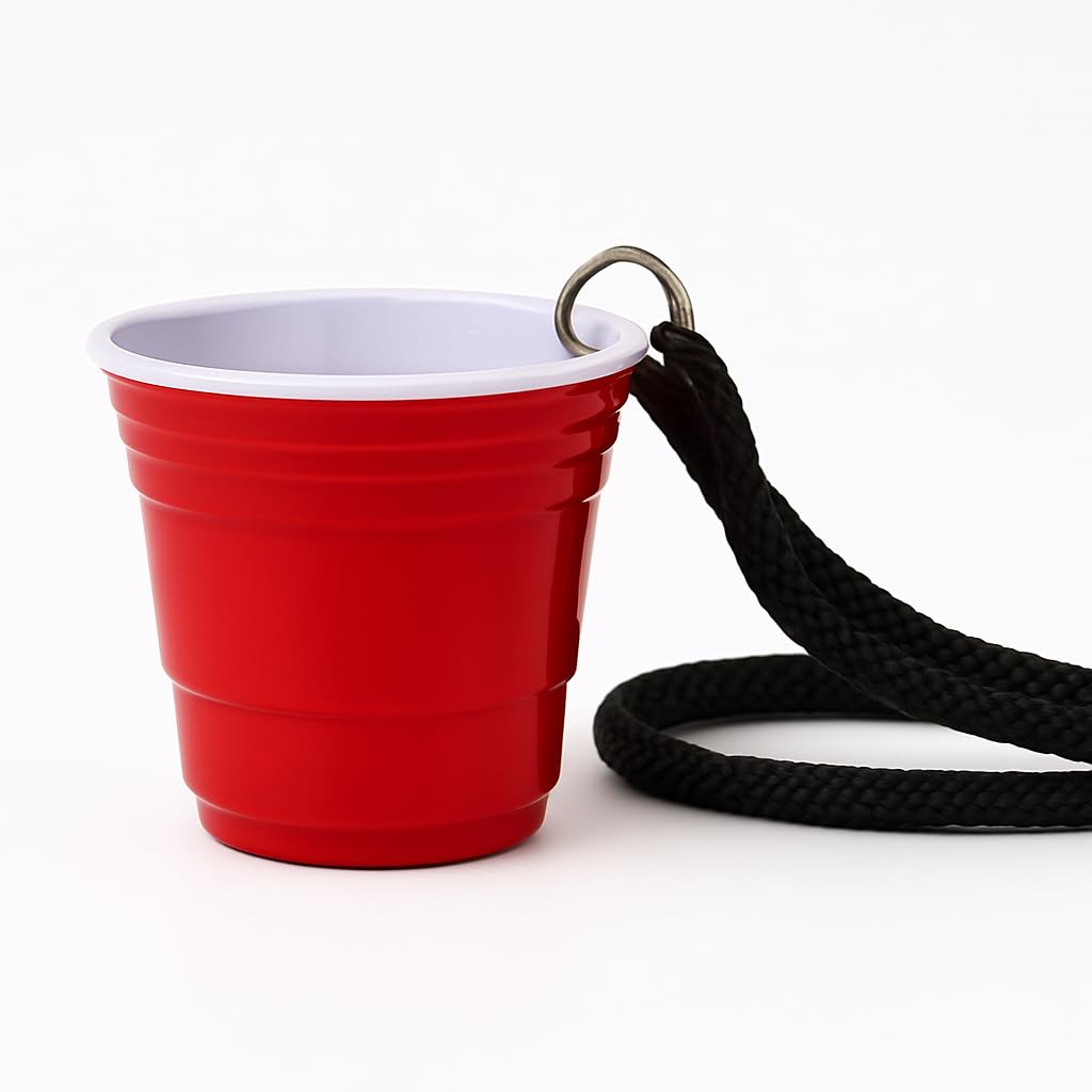 Red Cup Living Shooter Reusable Cup with Lanyard, 2-Ounce, Red
