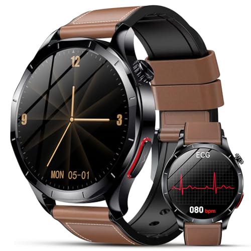 Lgnitek 2026 New Men's Smart Watch with ECG+HRV/Blood Pressure/IMC,1.43" AMOLED Smartwatch with SOS Function, 24/7 Heart Rate/SpO2/Sleep Monitor, IP68 for Android/iOS