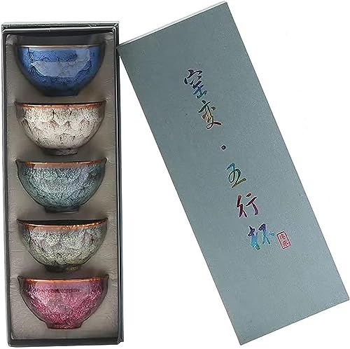 melala Ceramic Tea Cup Set,Chinese Kung Fu Tea Set,Japanese Style Tea Cup,5pcs Ceramic Mate Cup Set, Tea Coffee Cups 110ml without Handle