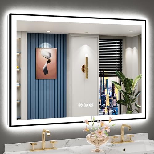 AWANDEE Black Framed LED Bathroom Mirror Lights