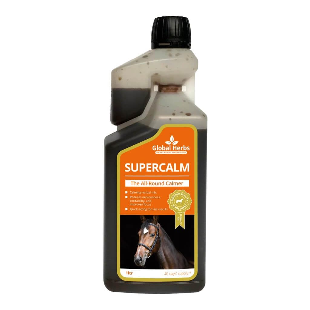 Global Herbs SuperCalm Liquid Equine Fast-Acting Calming & Digestive Support 1 Litre