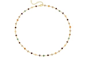 GDCOIN Dainty Gold Chain Choker Necklace 18K Gold Plated Colorfull Link Chain Choker for Women Multicolor Choker Necklace Jewelry