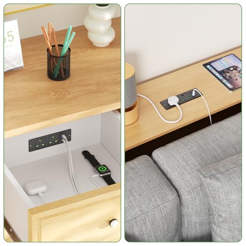 HANNELORE Recessed Power Strip with USB C PD20W, Desk Power Socket with USB, Power Extension Lead 2 Outlets 2 Screws, Hidden in Furniture Desk Table, 2M/6.6FT Cable, Black