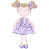 Gloveleya Baby Girl Gifts Soft Plush Doll – Lavender Daisies Cuddle Toy with Basket, Collectible Keepsake Birthday Easter Baby Shower Christmas for Girls
