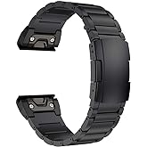 LDFAS Fenix 8/7/6 Pro/5 Plus Band, 22mm Titanium Metal Quick Release Easy Fit Watch Strap with Double Button Clasp Compatible for Garmin Fenix E 7 5 6/Forerunner 935/945/Epix Gen 2 Bands