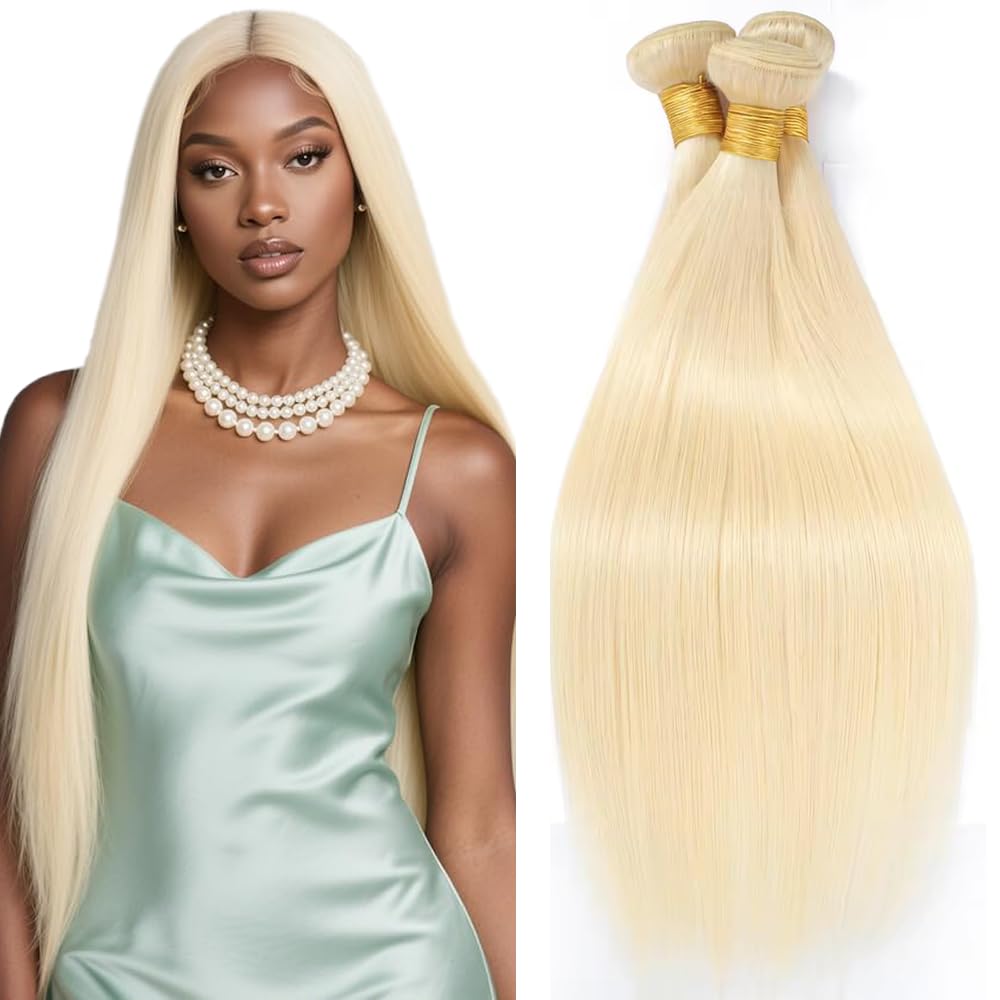 Photo 1 of 30 30 30 Inch Blonde Human Hair Bundles 613 Straight Bundle Blonde Straight 3 Bundles Brazilian Unprocessed Virgin Hair Extensions