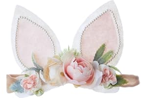 GEZISAN Baby Girl Floral Easter Bunny Nylon Headband Flower Elastic Hairband Bows Wraps For Newborn Infant Toddler Hair Accessories (RTA001)
