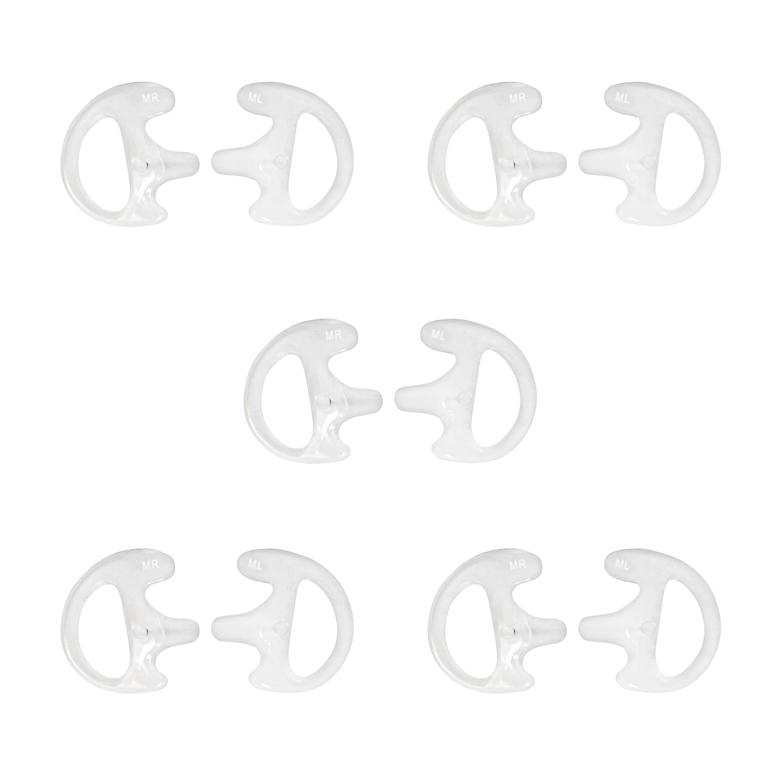 HYSHIKRA Replacement Soft Earmould Earpiece Earbud Air Acoustic Headset Earplug for Walkie Talkie Coil Tube Audio Kits,5 Pairs (White, Small)